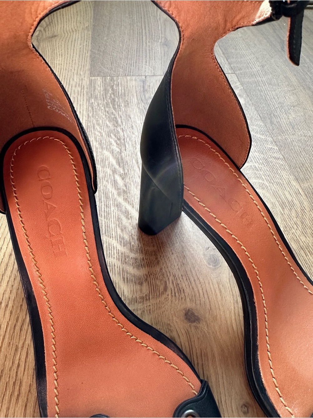 Coach Black Ankle-Strap Block Heel Sandals - Size 7.5/Size 8 - Picture 3 of 12